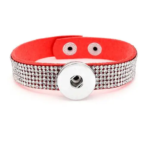 Женский Многослойный кожаный браслет стразы 8 цветов 18 мм|button bracelet|snap button