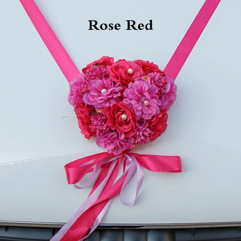 Свадебное Оформление автомобиля Искусственные цветы тычинки листья шелк цветок Поддельные DIY помпоны Свадебные предметы домашнего обихода