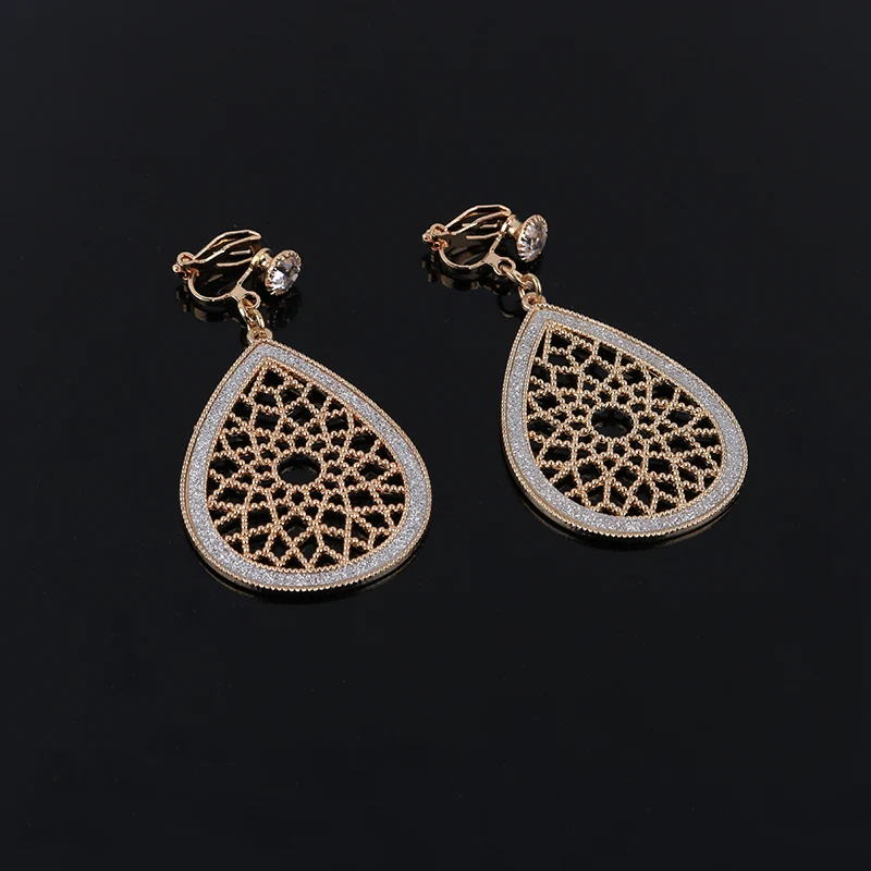 Классические резные полые серьги в виде цветка капли без пирсинга для женщин