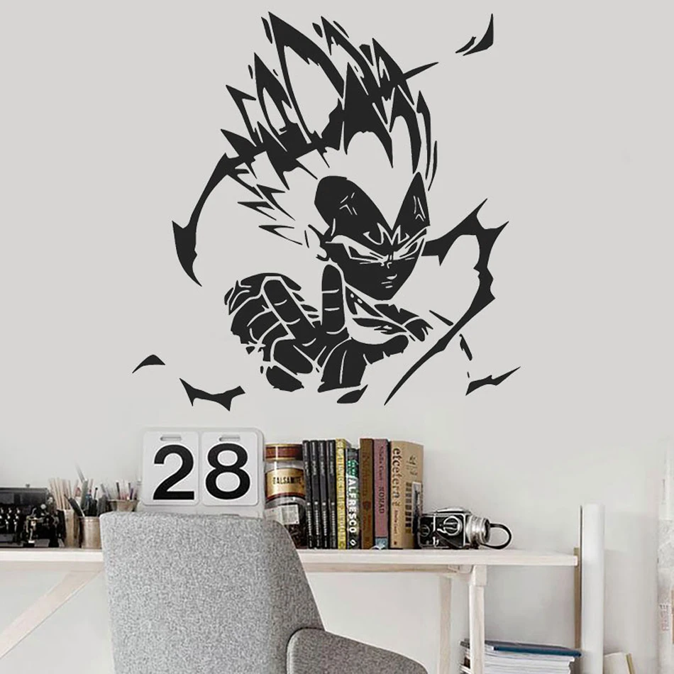 Vegeta аниме Виниловые стены домашняя Декорация-наклейка Dragon Ball Z персонаж стены плакат съемные автомобильные для окон виниловые наклейки искусство AZ832