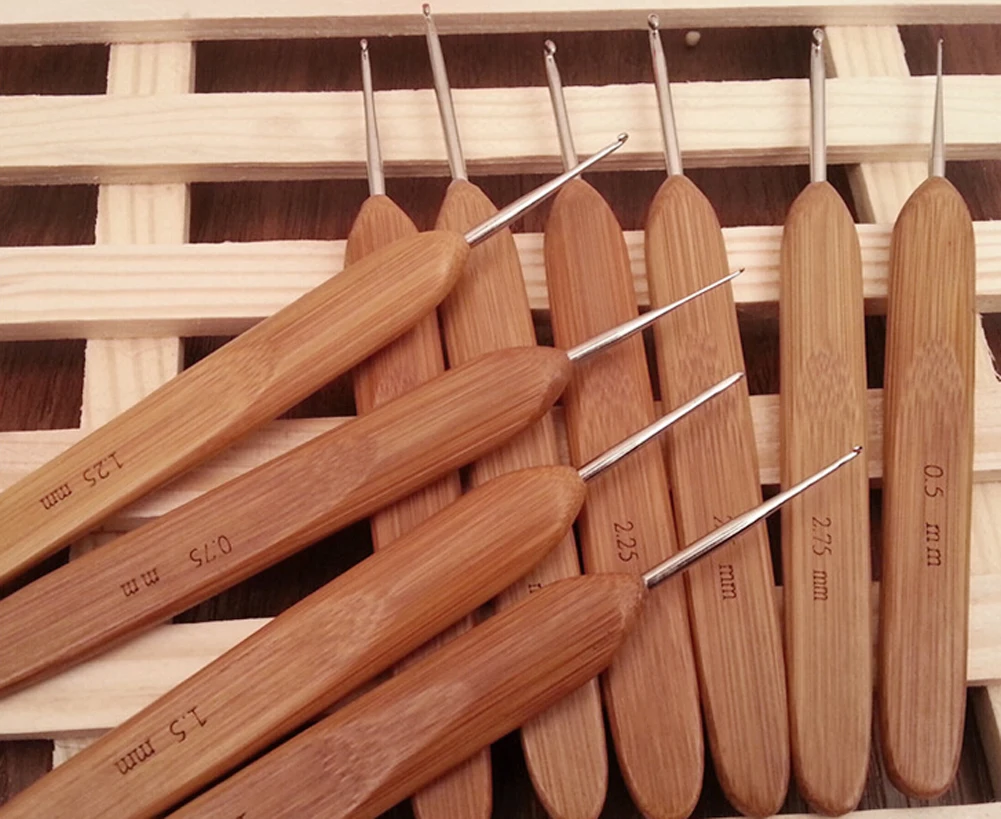10 шт. бамбуковые металлические крючки для вязания крючком набор инструментов |