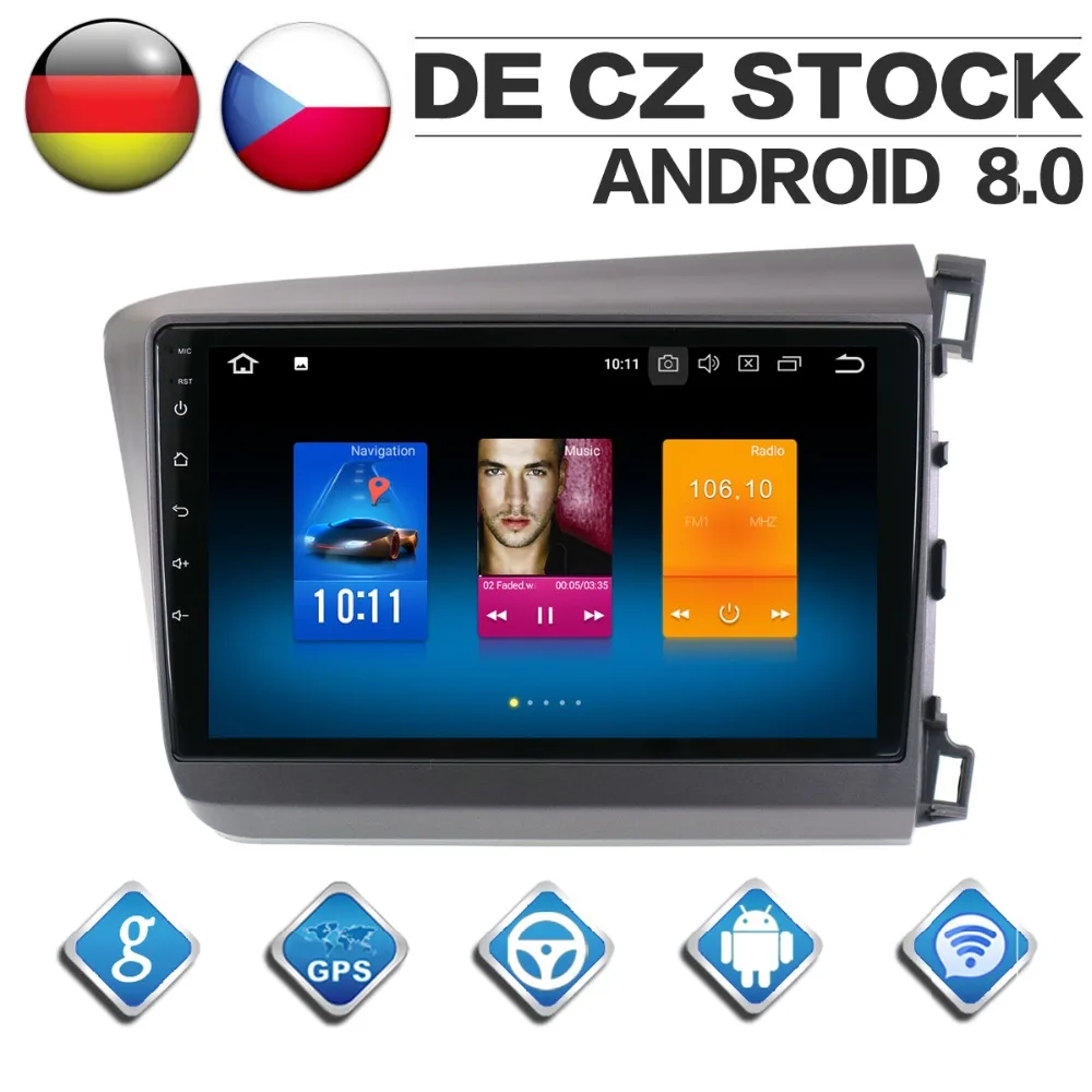 Автомагнитола 2 Din Восьмиядерный процессор Android 8 0 для Honda CIVIC 2012 2013 2014 2015 GPS