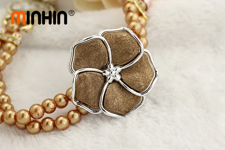 MINHIN женские богемные Цветочные наручные часы с искусственным жемчугом и