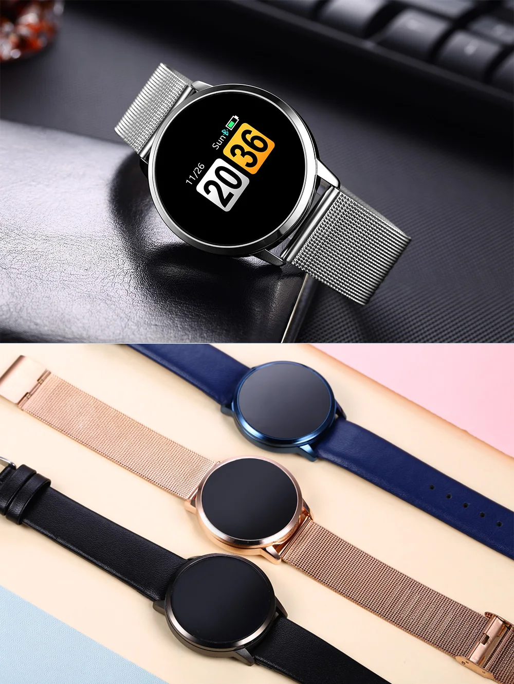 Фитнес-трекер Q8 Смарт-часы OLED Цвет Сенсорный экран Bluetooth waches крови Давление, с экраном сердцебиения, умные часы, для мужчин и женщин