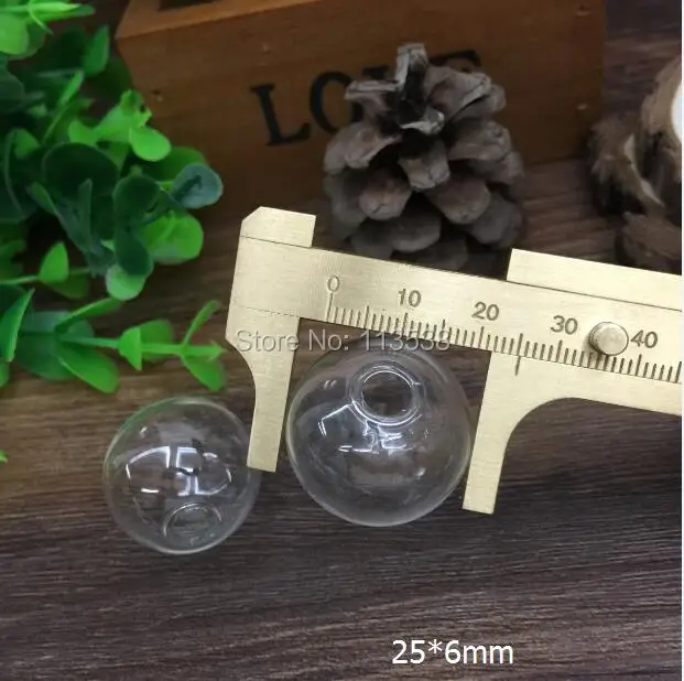 50 комплектов прозрачные пустые стеклянные шарики с отверстием 25 мм 6 мм|glass ball