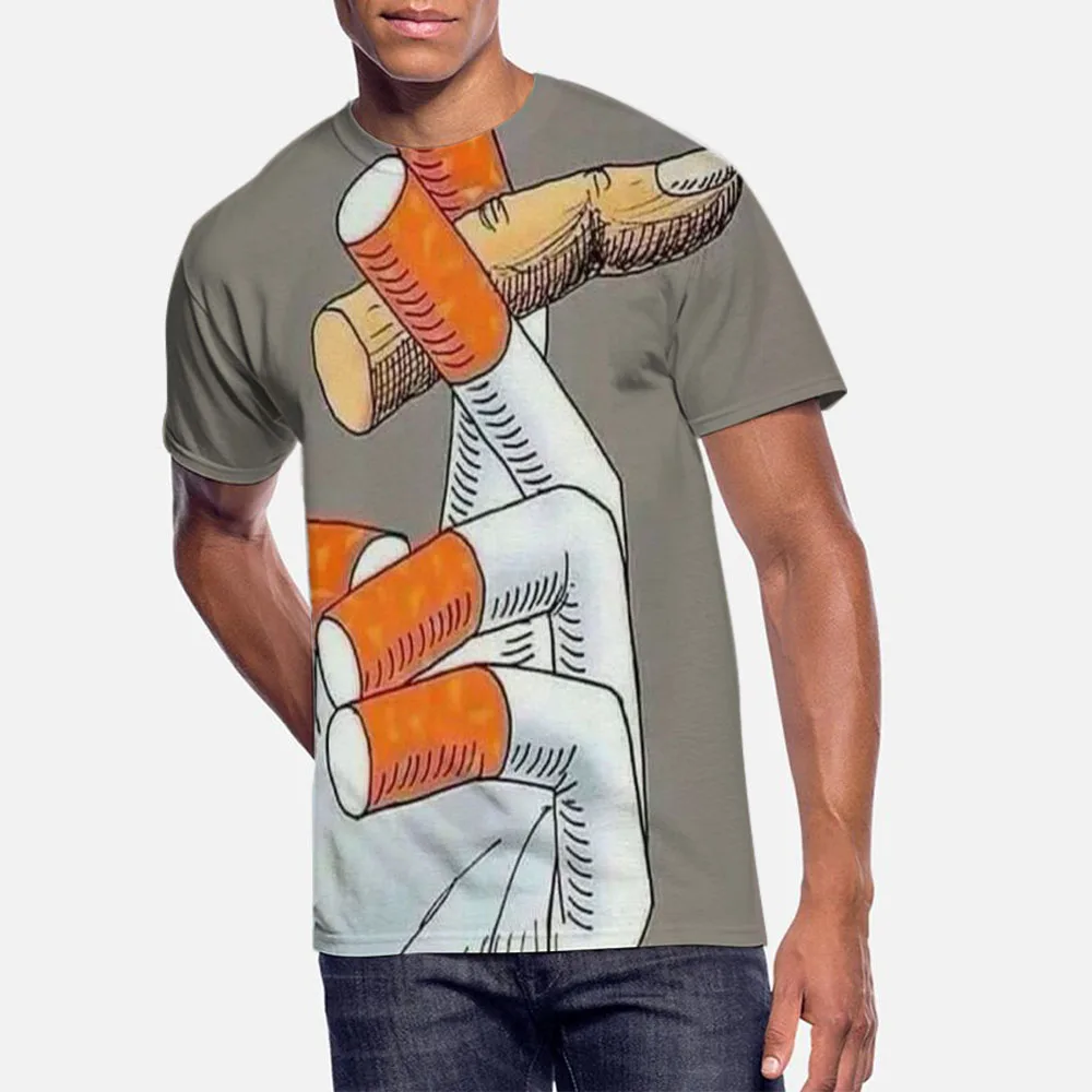 mens t shirt casual anime streetwear teens cool tops tees workout shirts comic smoke t-shirt men 3D print finger | Мужская одежда
