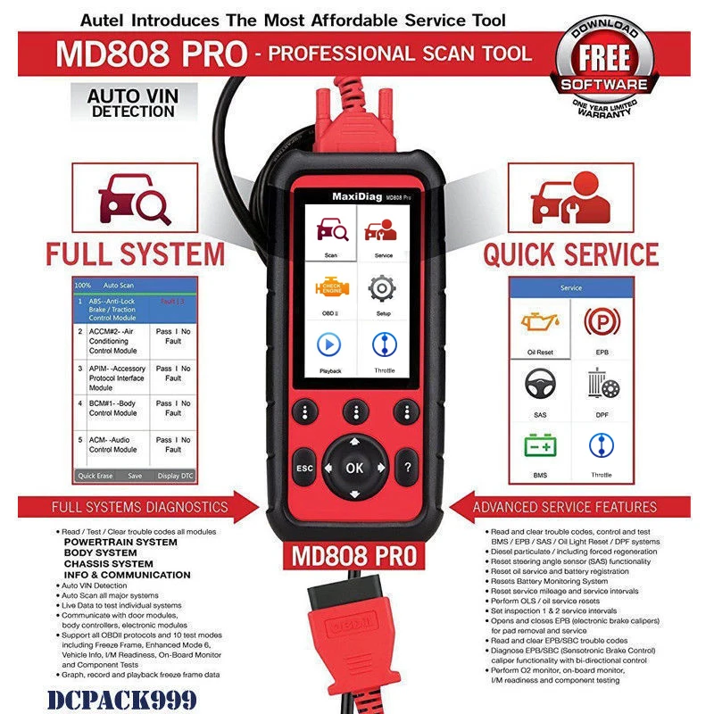 Autel MD808 PRO все системы OBD2 сканер автомобильный диагностический инструмент