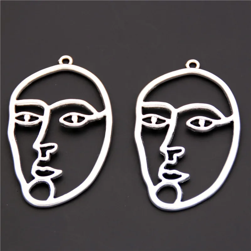 2 шт. серебряные серьги-подвески в форме лица | Украшения и аксессуары