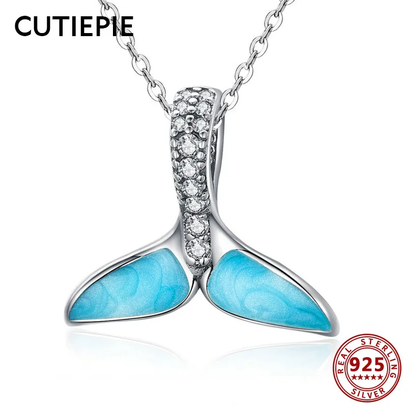 CUTIEPIE милые 100% Настоящее серебро 925 пробы рыба Русалка прозрачный CZ подвеска