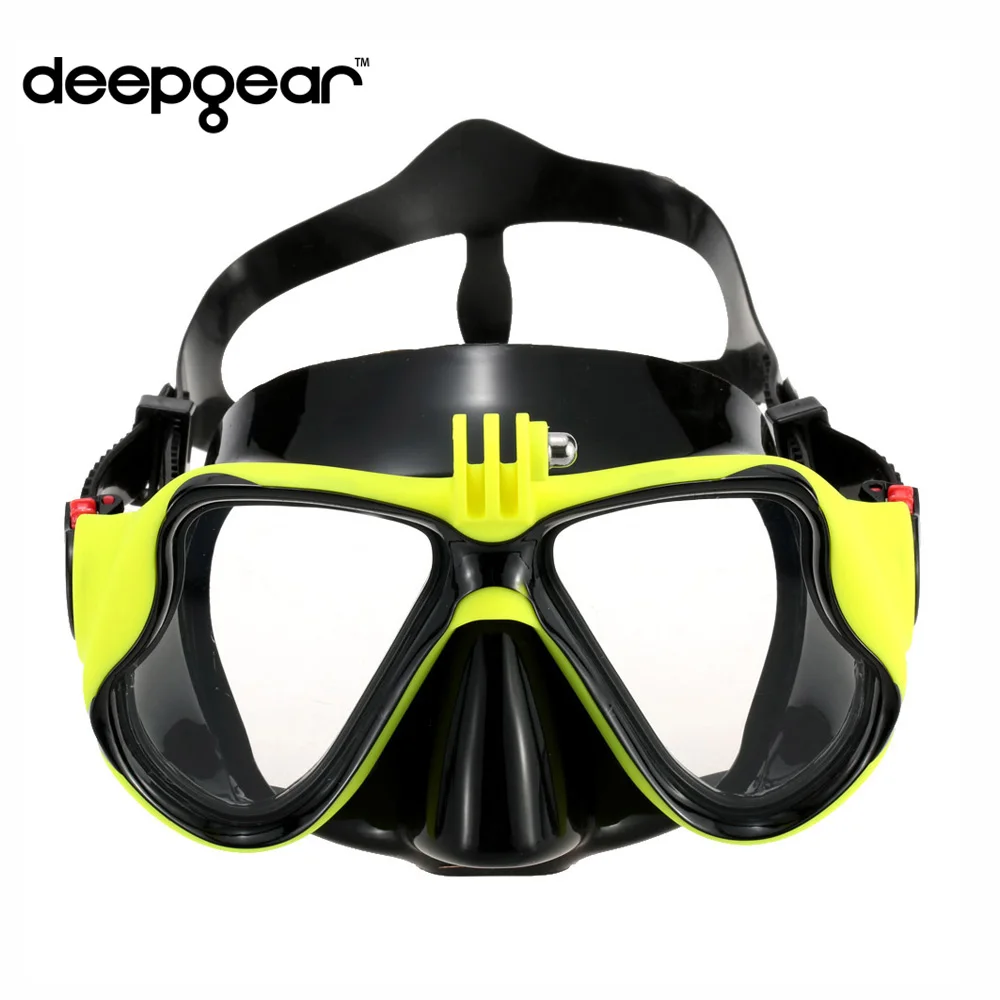 Deepgear профессиональная маска для подводного плавания для Gopro экшн-камера топ Маска Для Взрослых Черная Силиконовая маска для близорукости маска для дайвинга для близоруких - Цвет: Standard Yellow Mask