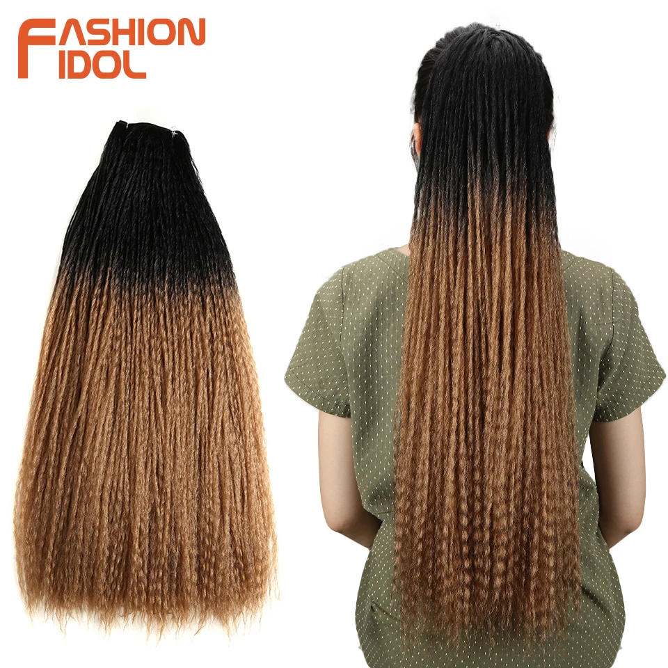 

FASHION IDOL 28 Inch Soft Afro Kinky Curly Straight Hair Synthetic Dreadlocks Braiding Hair Extension Marley Braids Hair Bundles