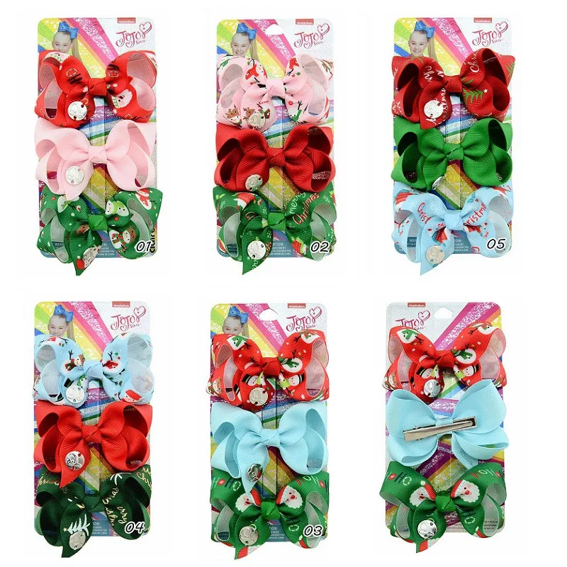 

Party Bows Kids Hair Clip Colorful Solid Print Christmas Gift Bows with Alligator Clips Hairpins Hair Accessories for Girl