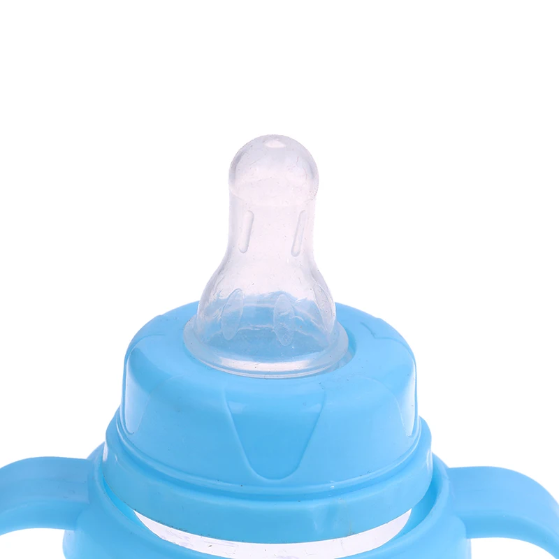 125ml Straw Handle Feeding Bottle Baby Bottle Kids Cup Silicone Sippy Children Training Cups Cute Baby Drinking Water