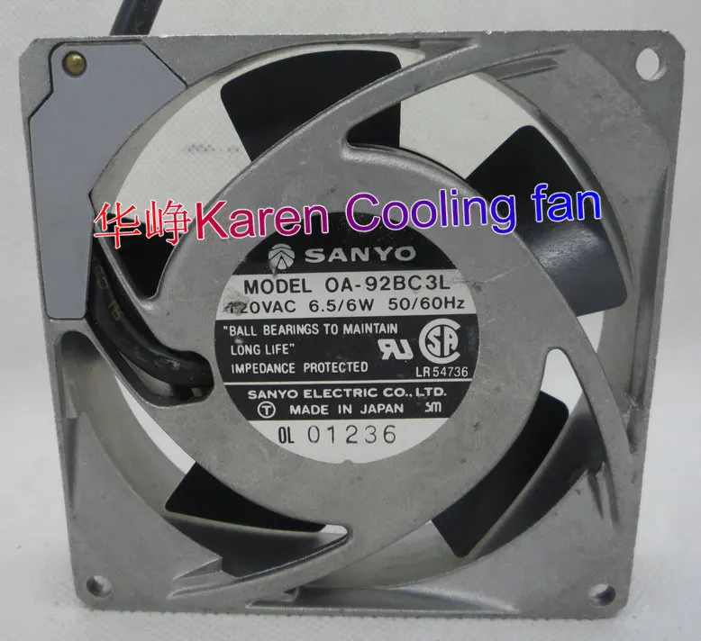 

Вентилятор охлаждения SANYO 9 см 92*92*25 мм 9225 120V OA-92BC3L 120VAC 6,5/6 W