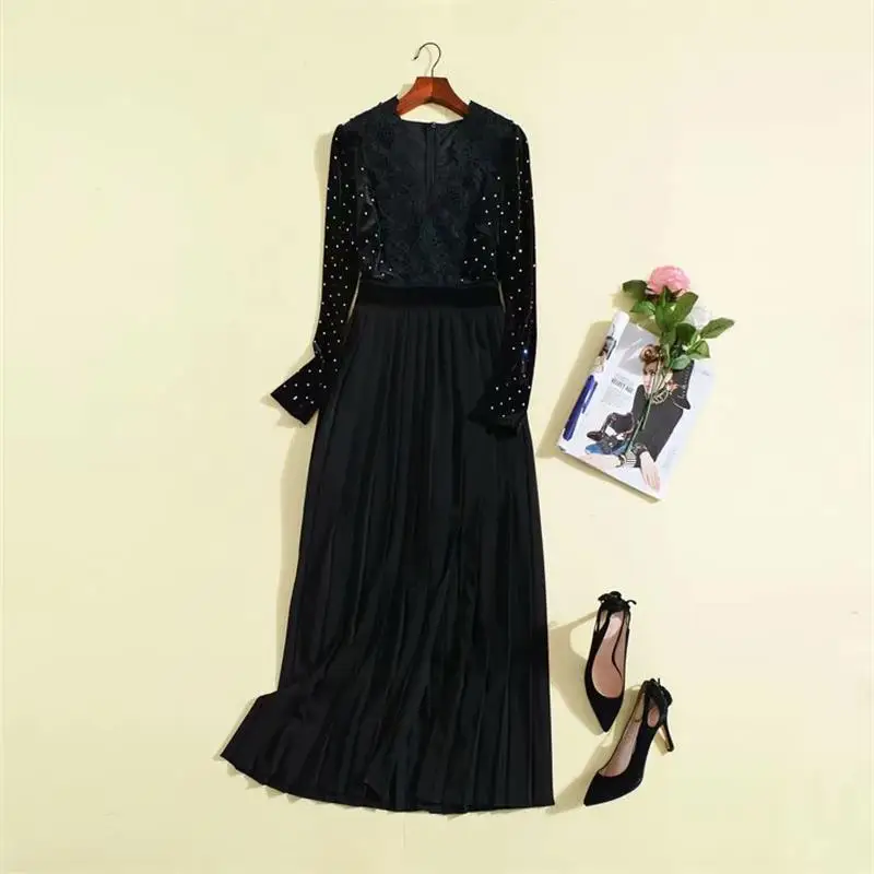 Женское платье макси высокого качества взлетно-посадочной полосы с v-образным