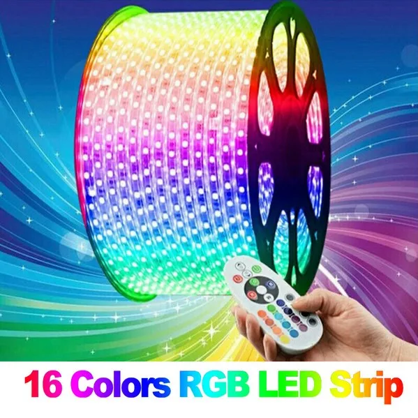 Светодиодная лента 5050 RGB 110 В 220 в 60 светодиодов/м IP65 водонепроницаемая