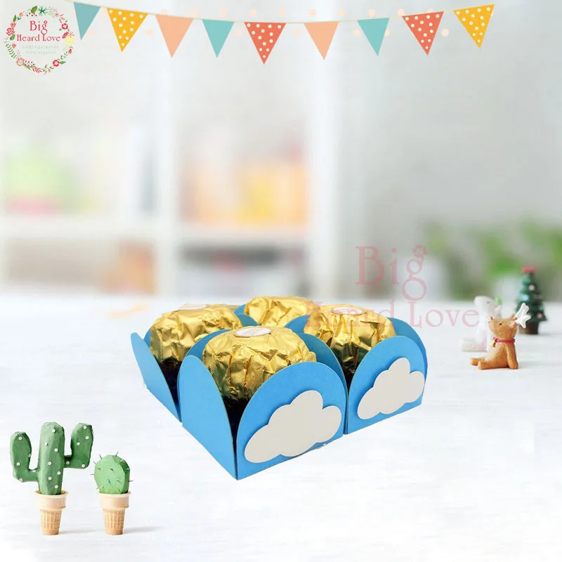 50 шт./партия, синяя облачная коробка для конфет, бар, Шоколадный Бар, детский душ, вечерние обертки для конфет, детские украшения на день рождения и товары