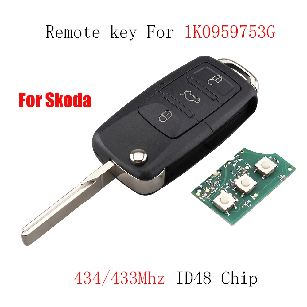 2 шт. * 3 кнопки дистанционного ключа автомобиля DIY для Skoda 1K0959753G 753G Octavia II 2004 2005 2006 2007