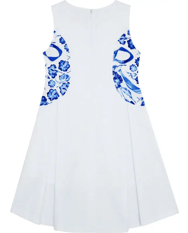 Sunny Fashion платья для девочек Цветок Девушка Платье Синий Белый Фарфор Цветочный