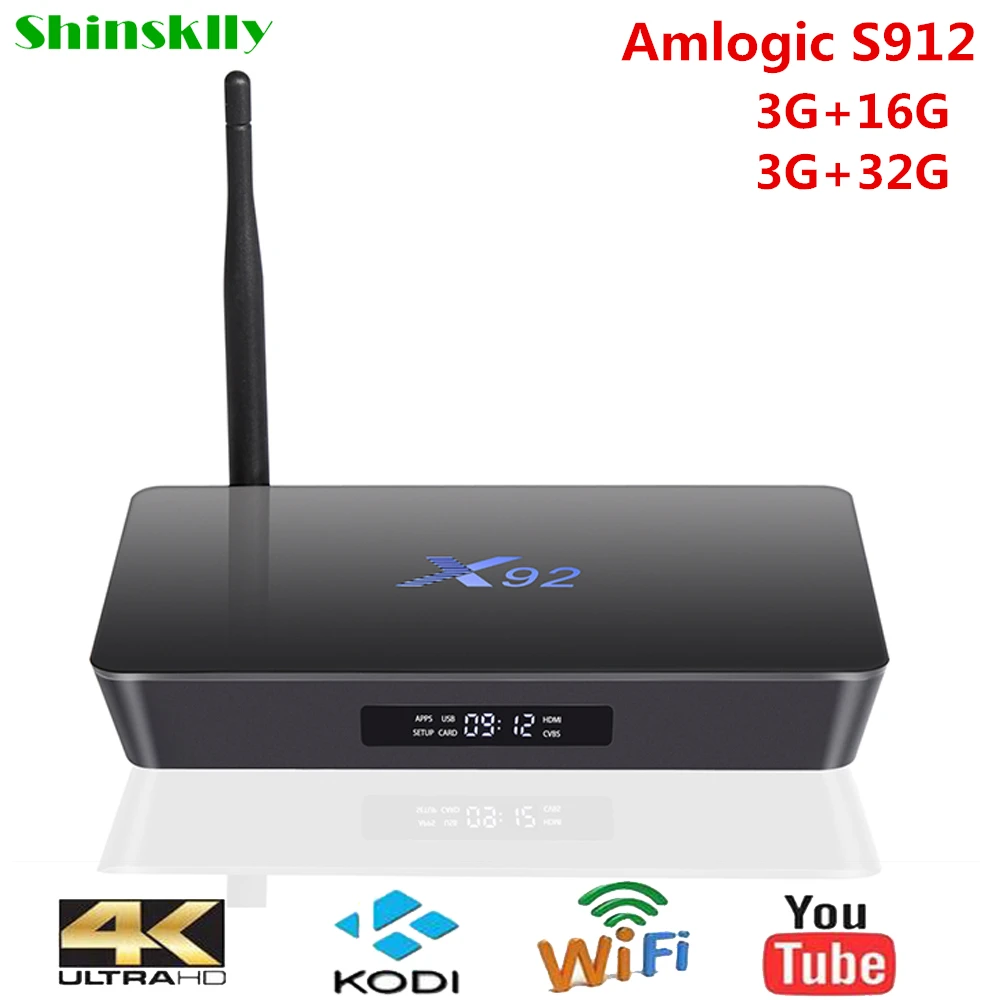 ТВ приставка Shinsklly X92 на Android Восьмиядерный процессор Amlogic S912 6 0 ОЗУ 3 Гб ПЗУ 16 ГБ/32