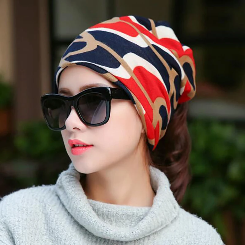 Женская шапка шарф многофункциональная в стиле хип хоп Круглая Шапка полосатая