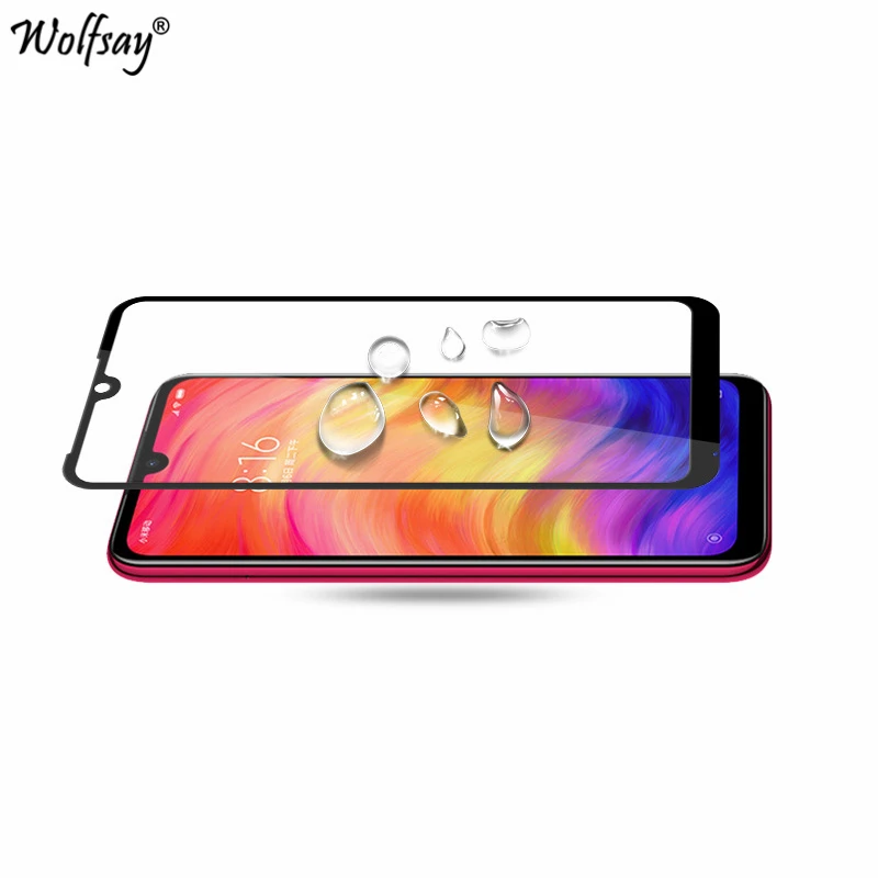 Protector de pantalla para Xiaomi Redmi Note 7 Pro, cristal templado con pegamento completo, 2 unidades-2