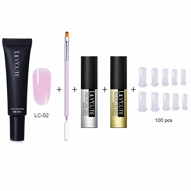 5pcs-LC02 LILYCUTE 20 мл Быстрое расширение поли УФ-гель розовый белый металл с прозрачными кристаллами светодиодный акриловый строительный гель для ногтей - Цвет: 5pcs-LC02