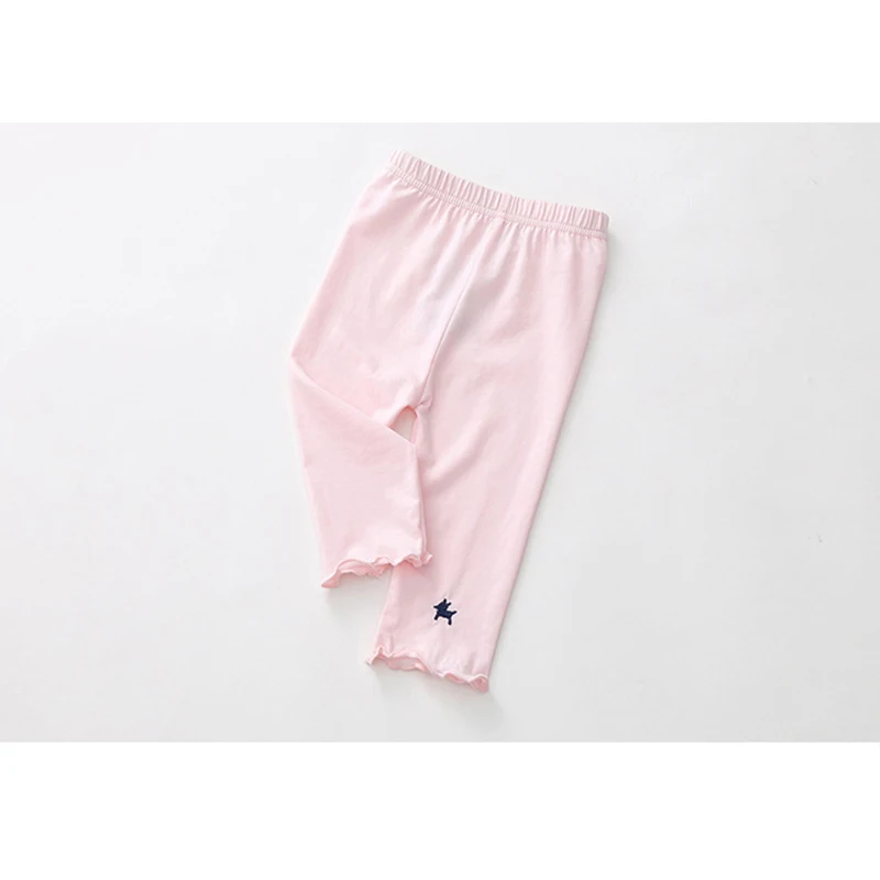 Детские облегающие леггинсы с вышивкой летние эластичные штаны карамельных