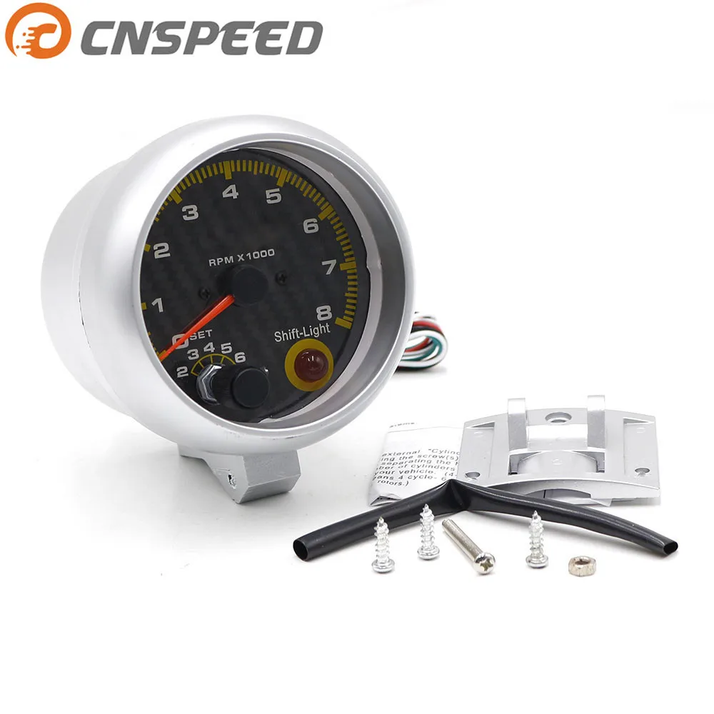 Тахометр CNSPEED 3 75 дюйма карбоновый волокно 0 8000 об/мин|Тахометры| |