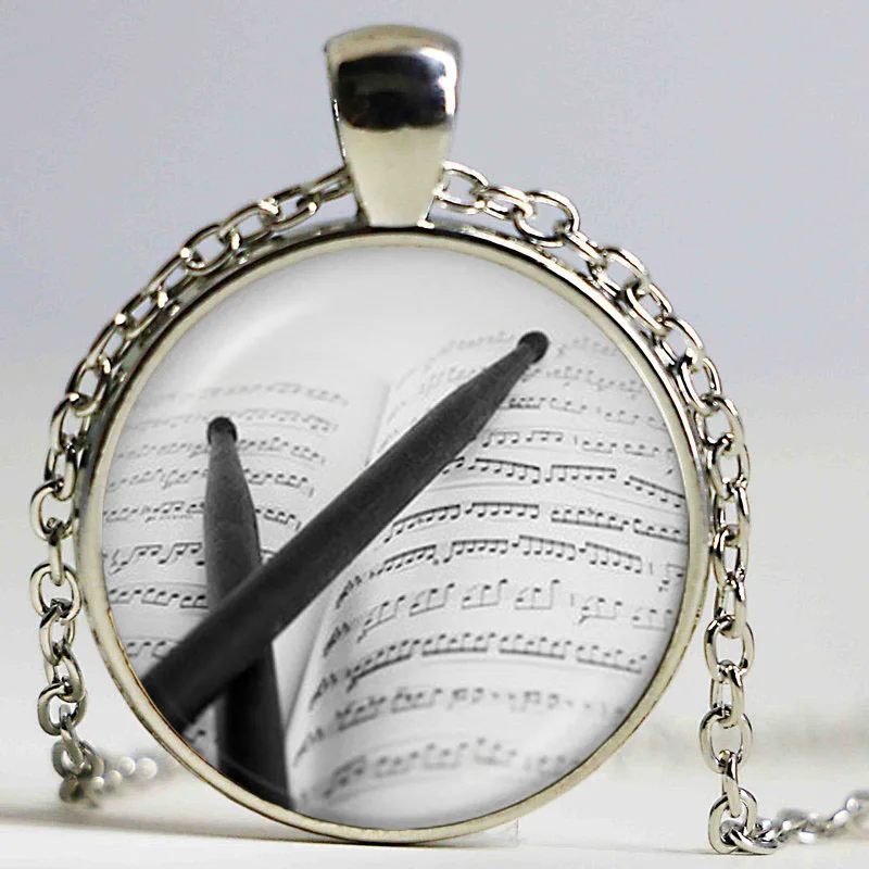 Ожерелье с изображением пианино музыкальная бижутерия клавиатура стеклянный