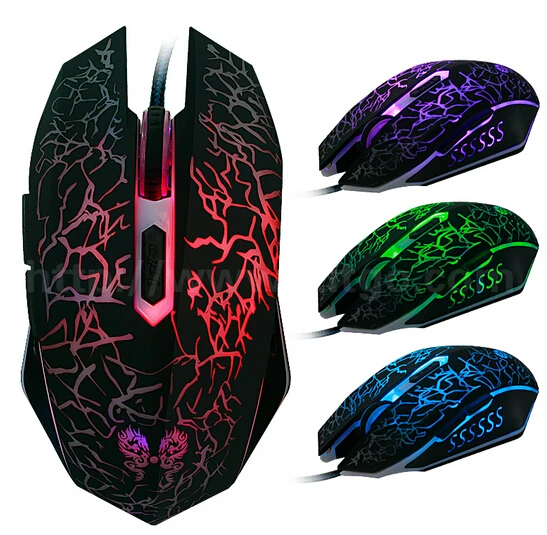 High quality USB Wired Optical Computer Gaming Mouse 2400 DPI Game Mice With LED Light Luminous For Desktop Laptop 20pcs |