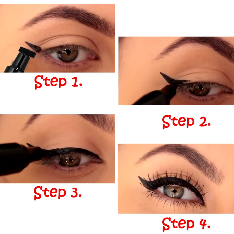 

Double Head Eyes Liner Long-lasting Make Up Pencil Waterproof Black Double-ended Makeup Stamp Eyeliner Pen Cosmetic Tool