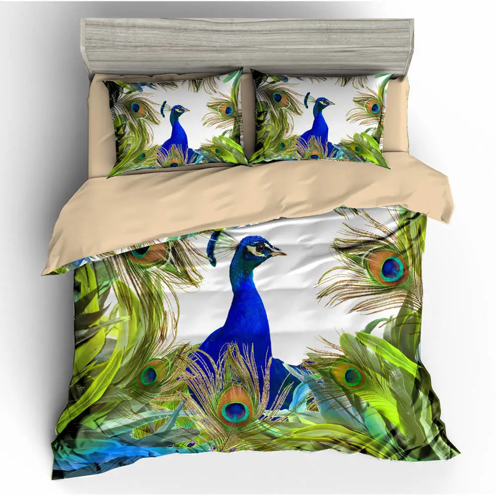 

Thumbedding Animal Bedding Set Peacock Watercolor Cartoon 3D Duvet Cover Set King Size Twin Full Queen King Decorative Bed set