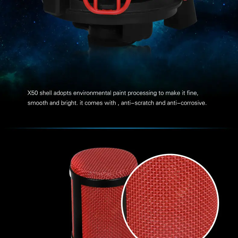 Alctron X50S Профессиональный с большой диафрагмой Студийный конденсаторный микрофон со съемным поп-фильтром