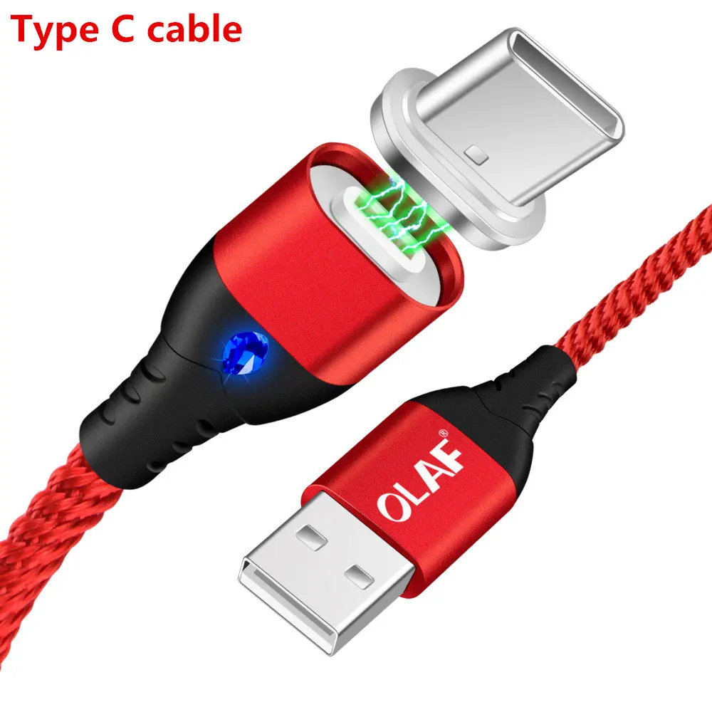 red Type C Магнитный usb-кабель OLAF для iPhone XS type C, магнитное зарядное устройство, зарядная зарядка, кабель Micro USB для мобильных телефонов Android - Цвет: red Type C