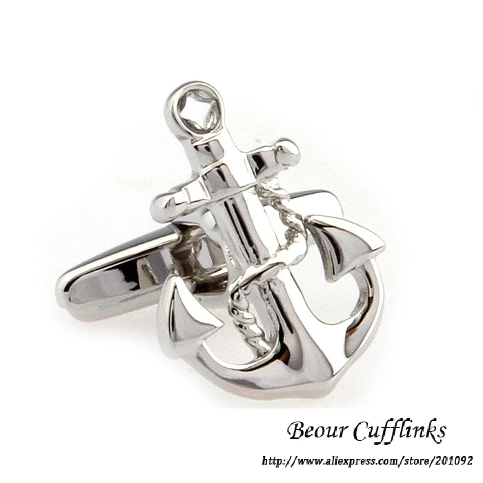 Отец День Beour бренд Silver якорь запонки мужские модные рубашка Бизнес свадебные