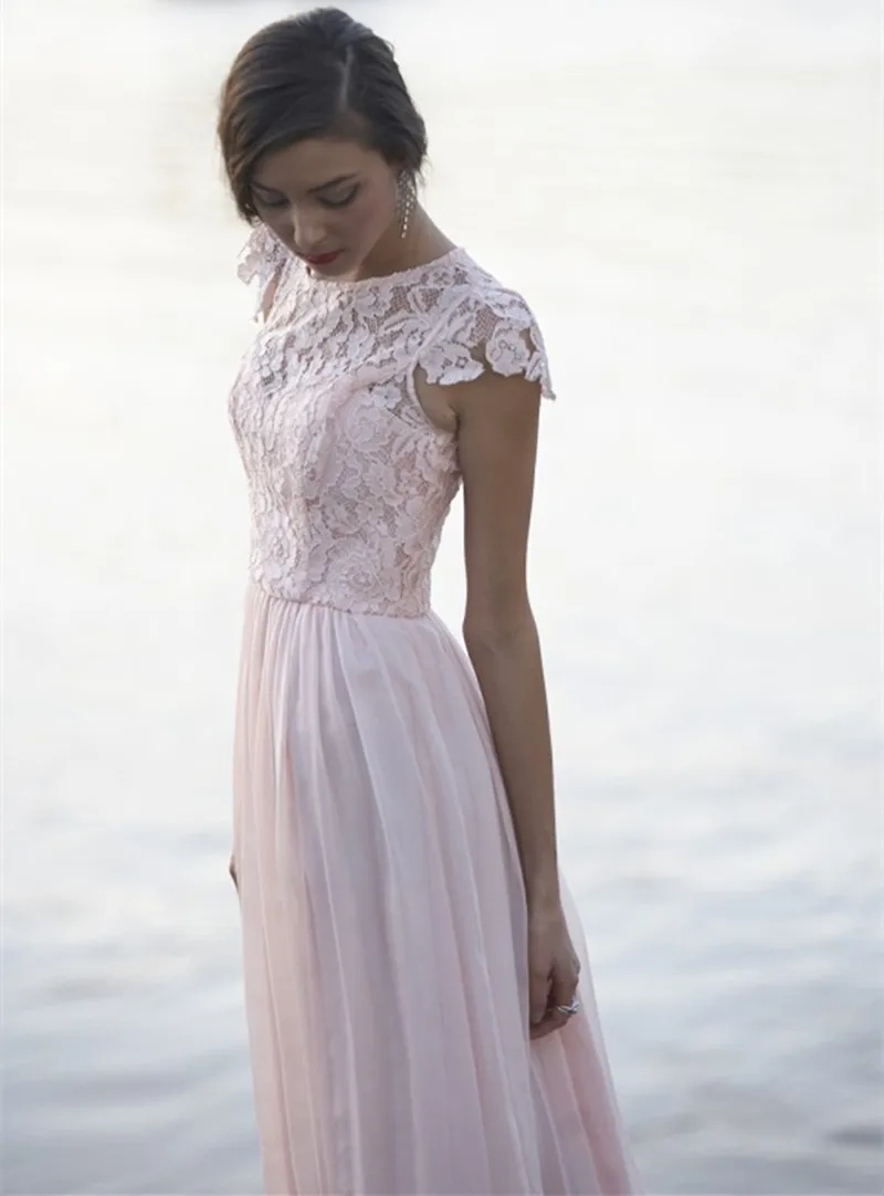 Tank A-Line Chiffon With Lace Coral Colored Bridesmaid Dresses Elegant Women Dress For Wedding Party | Свадьбы и торжества