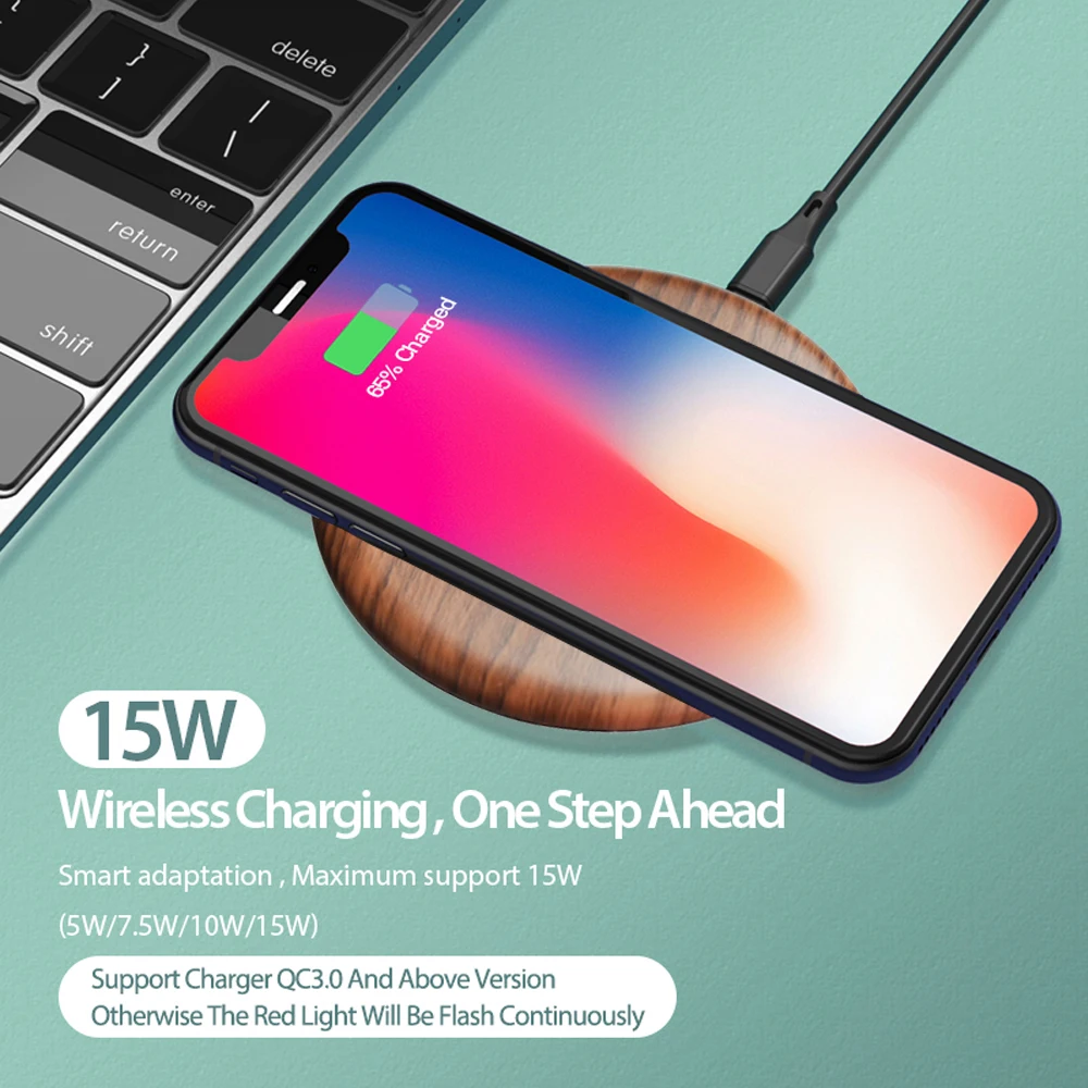 Беспроводное зарядное устройство Ascromy Qi для iPhone Xs Max XR XS X 8 Plus 15 Вт быстрая зарядка