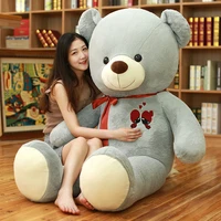 1pc 60 100cm large teddy bear plush toy lovely huge stuffed soft bear wear bowknot bear kids toy birthday gift for girlfriend