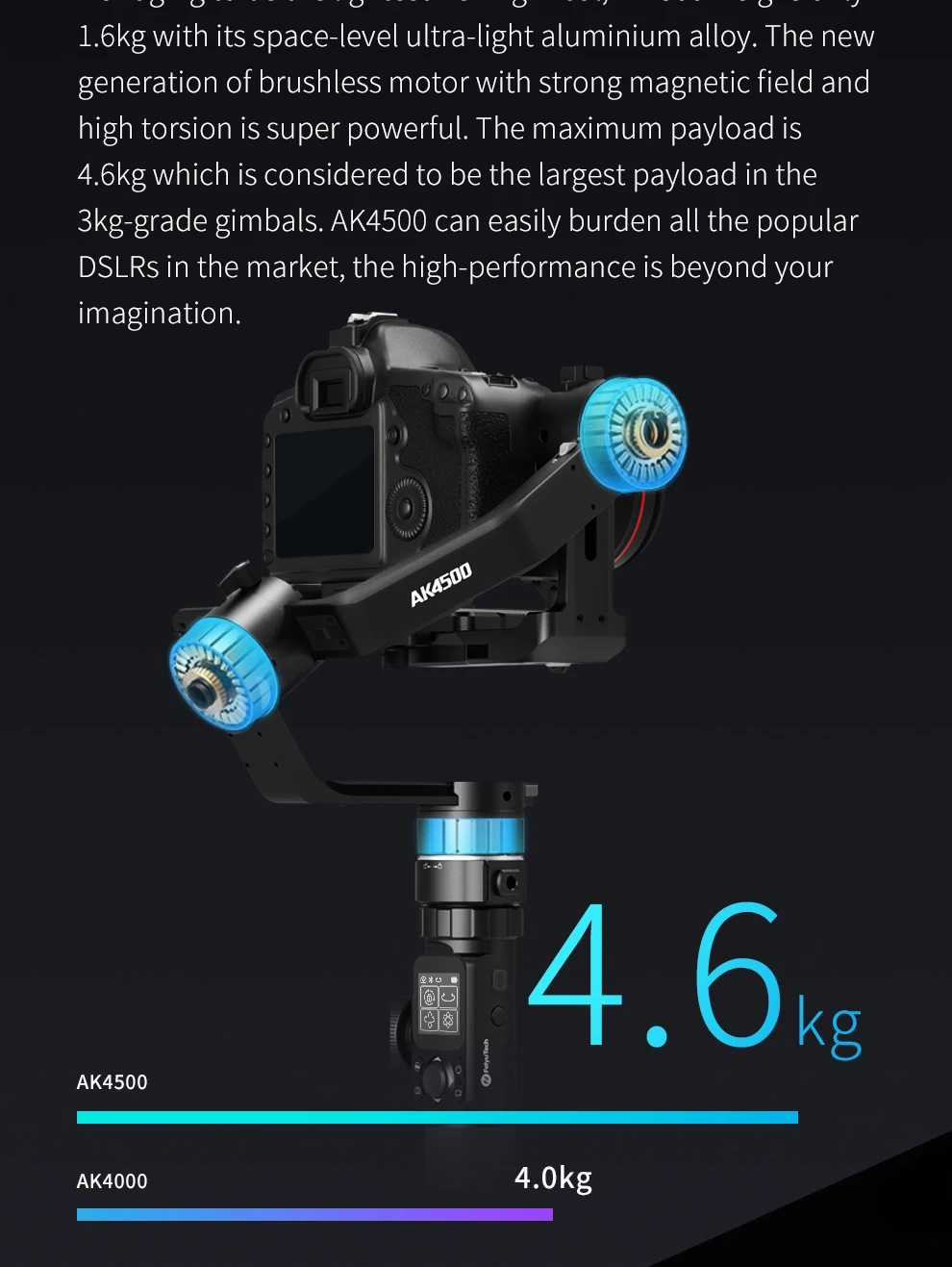 FeiyuTech AK4500 3-х позиционный ручной карданный Стабилизатор камеры DSLR комплект шест Штатив для sony/Panasonic/Canon с пультом дистанционного управления следите за Fcous