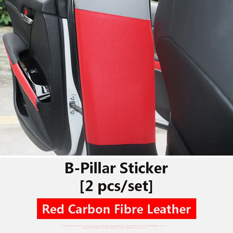 B Column Red 2Pcs QHCP чехол для рычага переключения передач, чехлы на руль, Защитная Наклейка на дверную колонну, кожаный внутренний аксессуар для Toyota Camry - Название цвета: B Column Red 2Pcs