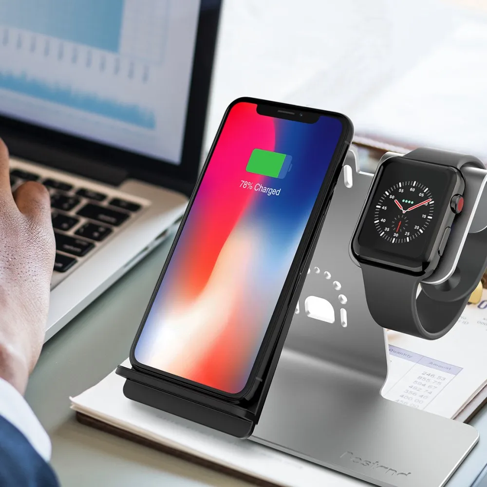 10 Вт Qi Беспроводное зарядное устройство для iPhone X XS 8 Plus 2 в 1 держатель быстрой