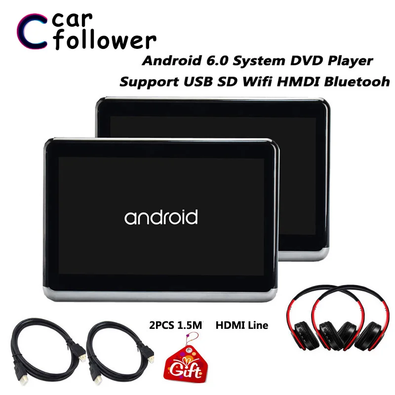 10 2 дюймов Android 6 0 Автомобильный Подголовник DVD монитор HD 1080P видео дисплей