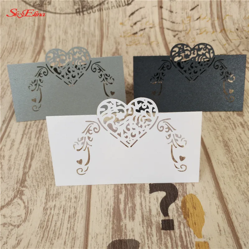 50PCS Openwork Table Card Wedding Romantic Invitation Place Banquet Decoration Number Name 5ZSH928-50 | Дом и сад