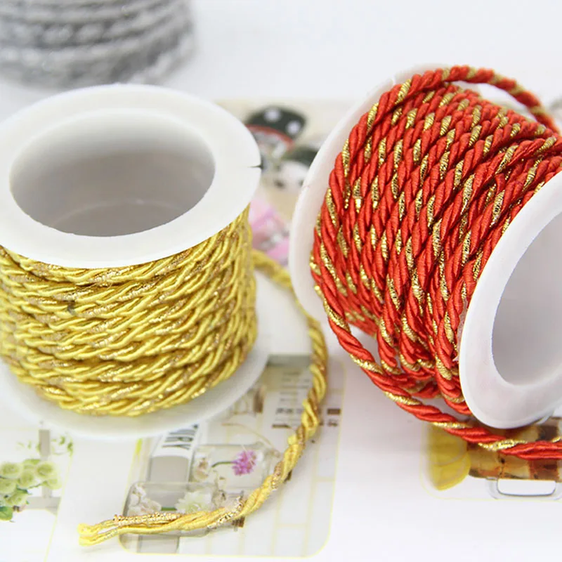 3 м/рулон золотая нить отбеленные DIY ремесленные шнуры Свадебные украшения для