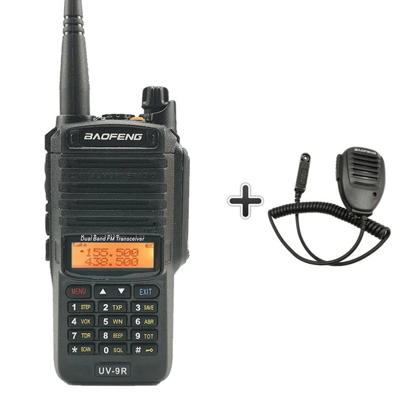 Add a mic speaker Baofeng UV-9R IP67 водонепроницаемая рация Uhf Vhf Ham HF портативное радио UV 9R полицейское оборудование Walky Talky профессиональное UV9R - Цвет: Add a mic speaker
