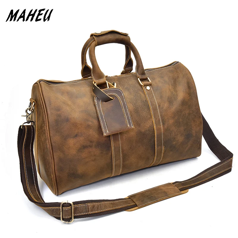 Для мужчин Натуральная кожа Сумка 18 &quotиз натуральной кожи выходные сумка