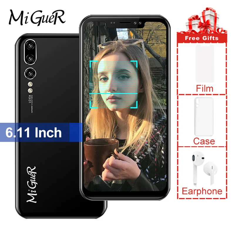 MiGueR M1 6 11 дюймовый мобильный телефон MTK6580A 4 ядра 1 2 GHz GB Оперативная память 8