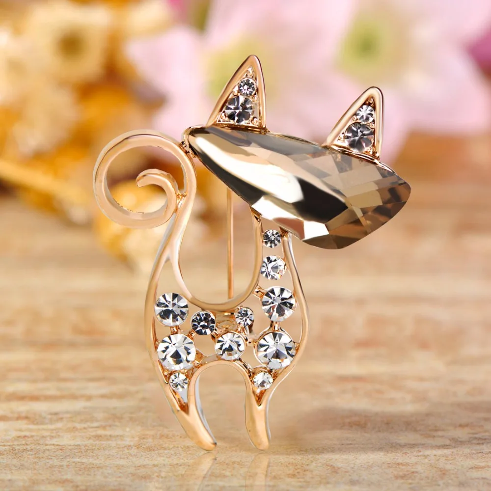 Новый Кот Броши Для женщин Шляпа Сумка Шарф Клип булавки Кристалл Милые Животные