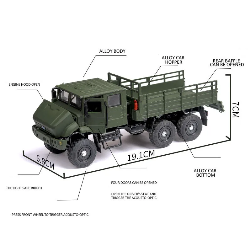 Полностью сплав 1:36 военный MV3 Тактический грузовик модель моделирование литой